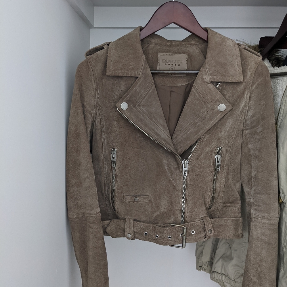 BLANK NYC Suede moto jacket - brown, sz small